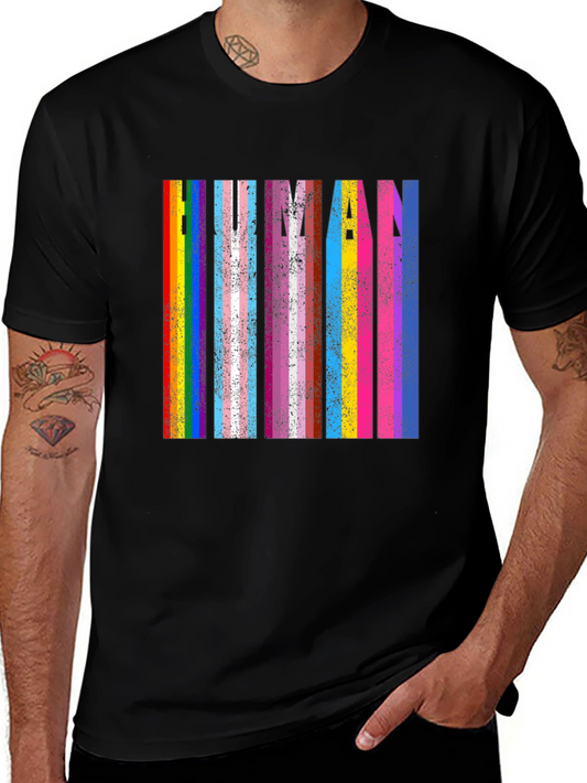 Human Pride T-Shirt: Rainbow & Transgender Flag