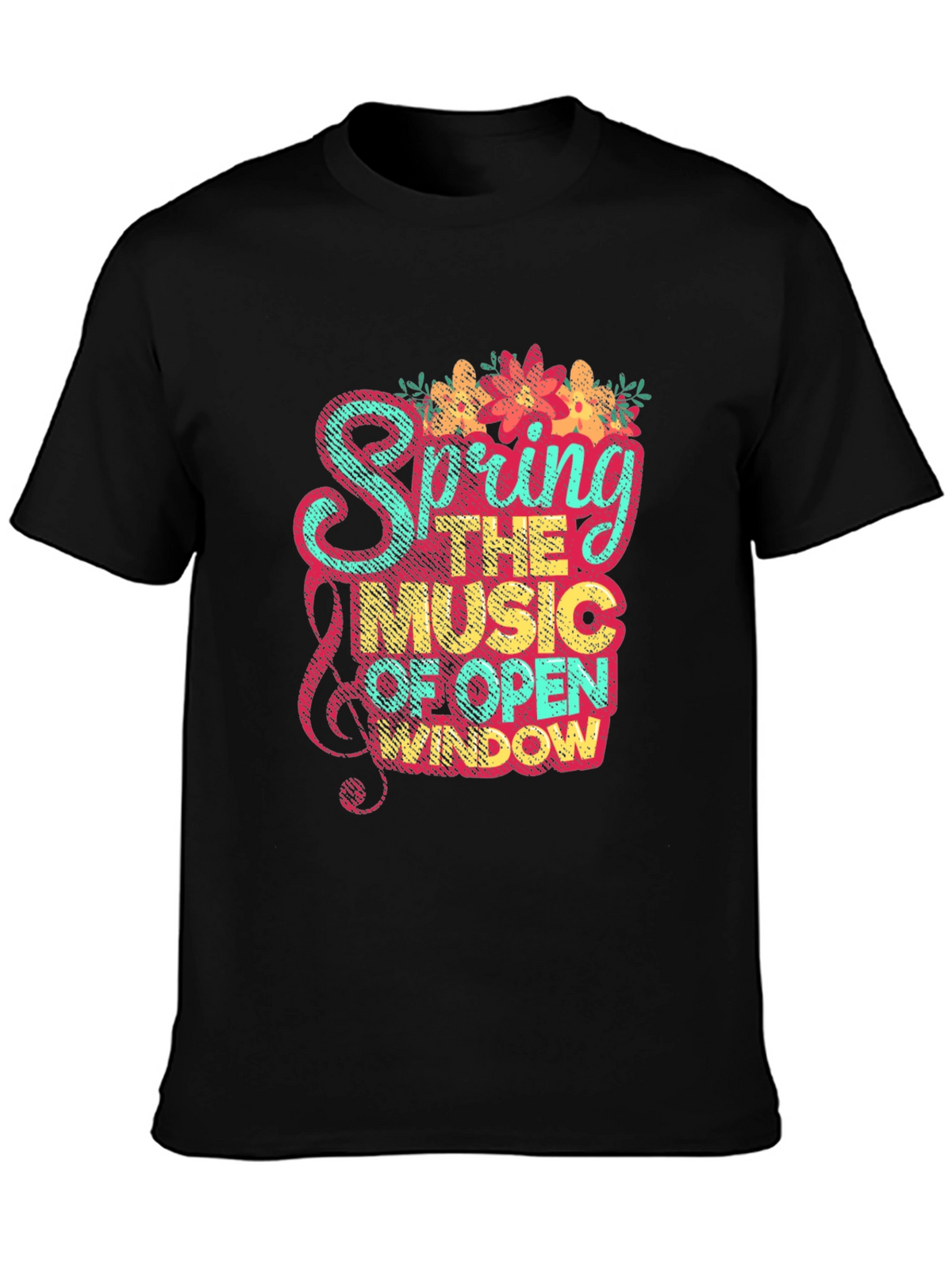 Spring Music Graphic Tee - Black Cotton Blend Shirt