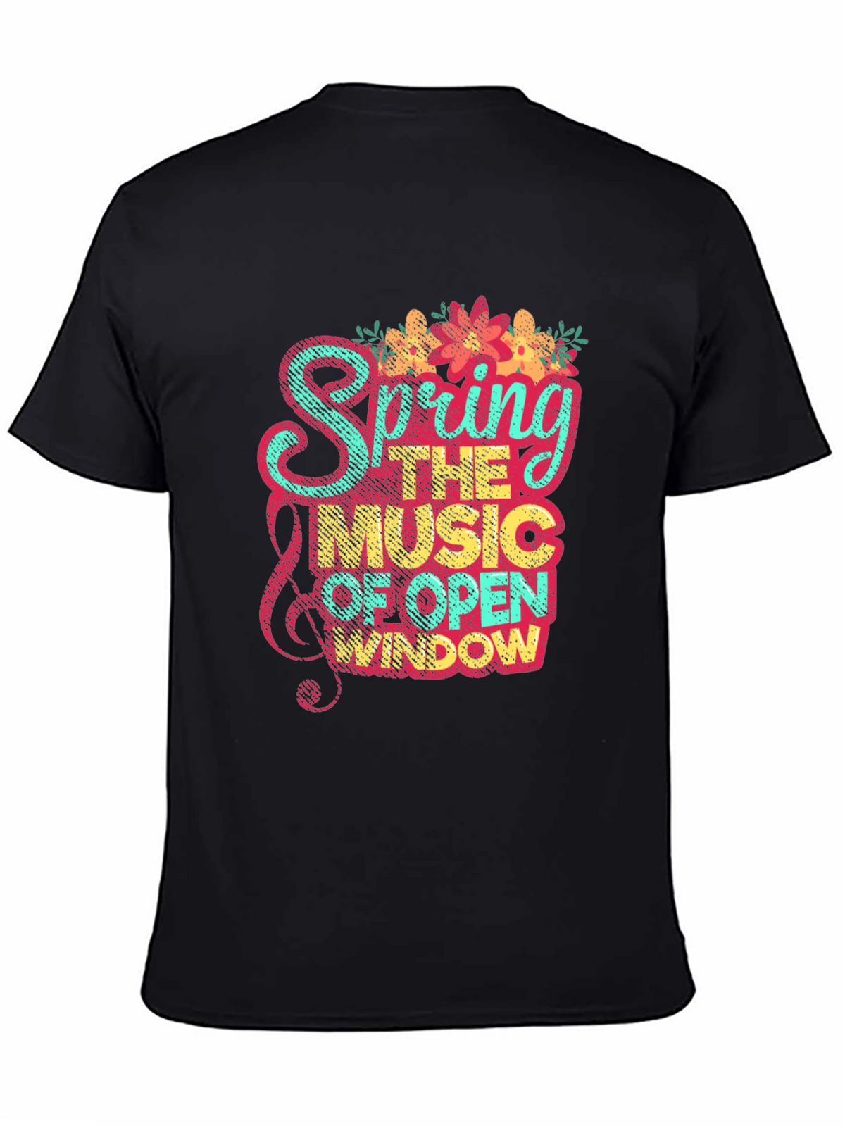 Spring Music Graphic Tee - Black Cotton Blend Shirt
