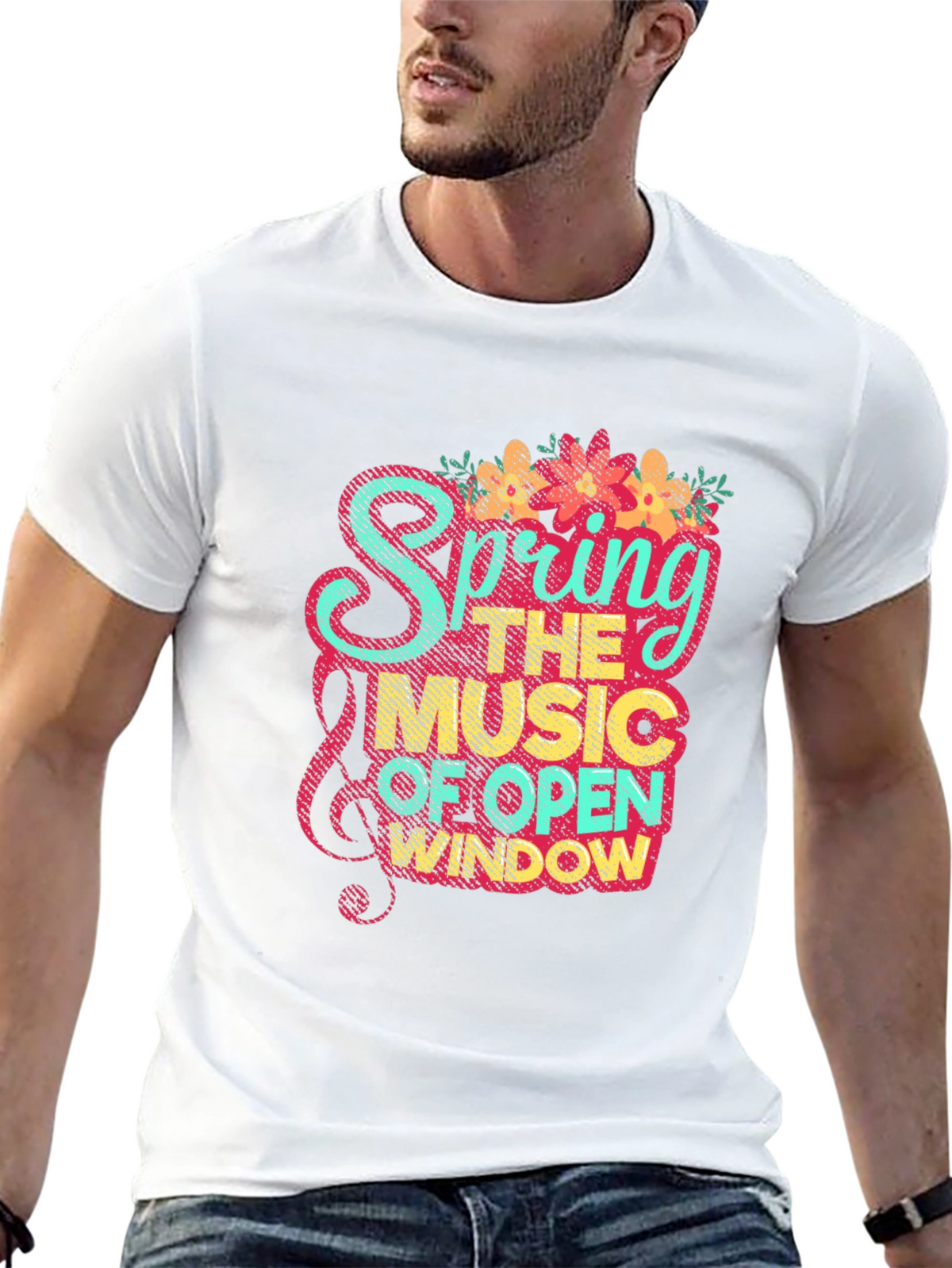Spring Music Graphic Tee - Black Cotton Blend Shirt