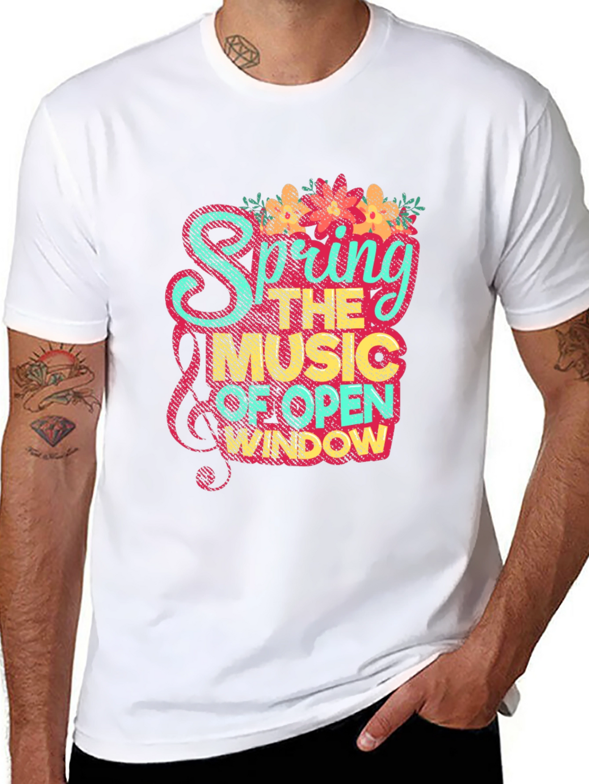 Spring Music Graphic Tee - Black Cotton Blend Shirt