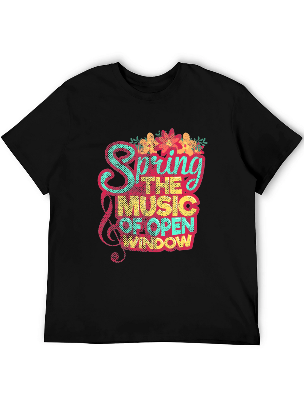 Spring Music Graphic Tee - Black Cotton Blend Shirt