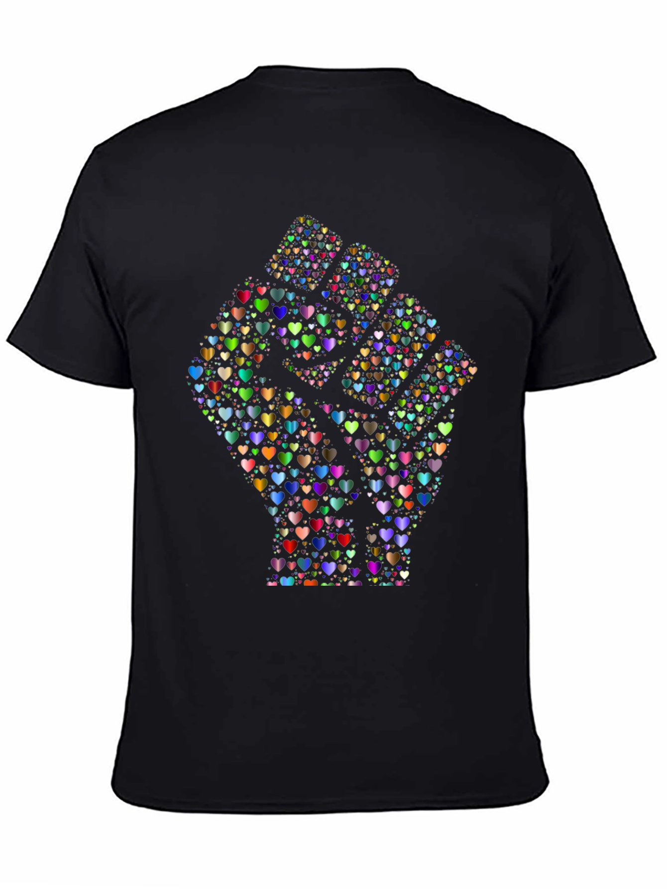 Heart Fist Black T-Shirt - Love & Unity Design
