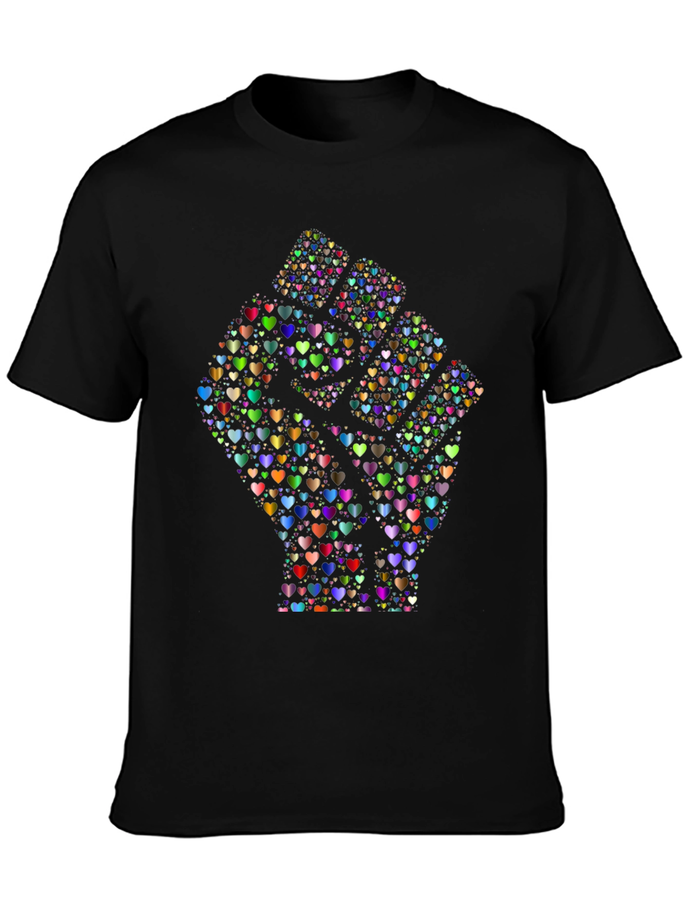 Heart Fist Black T-Shirt - Love & Unity Design