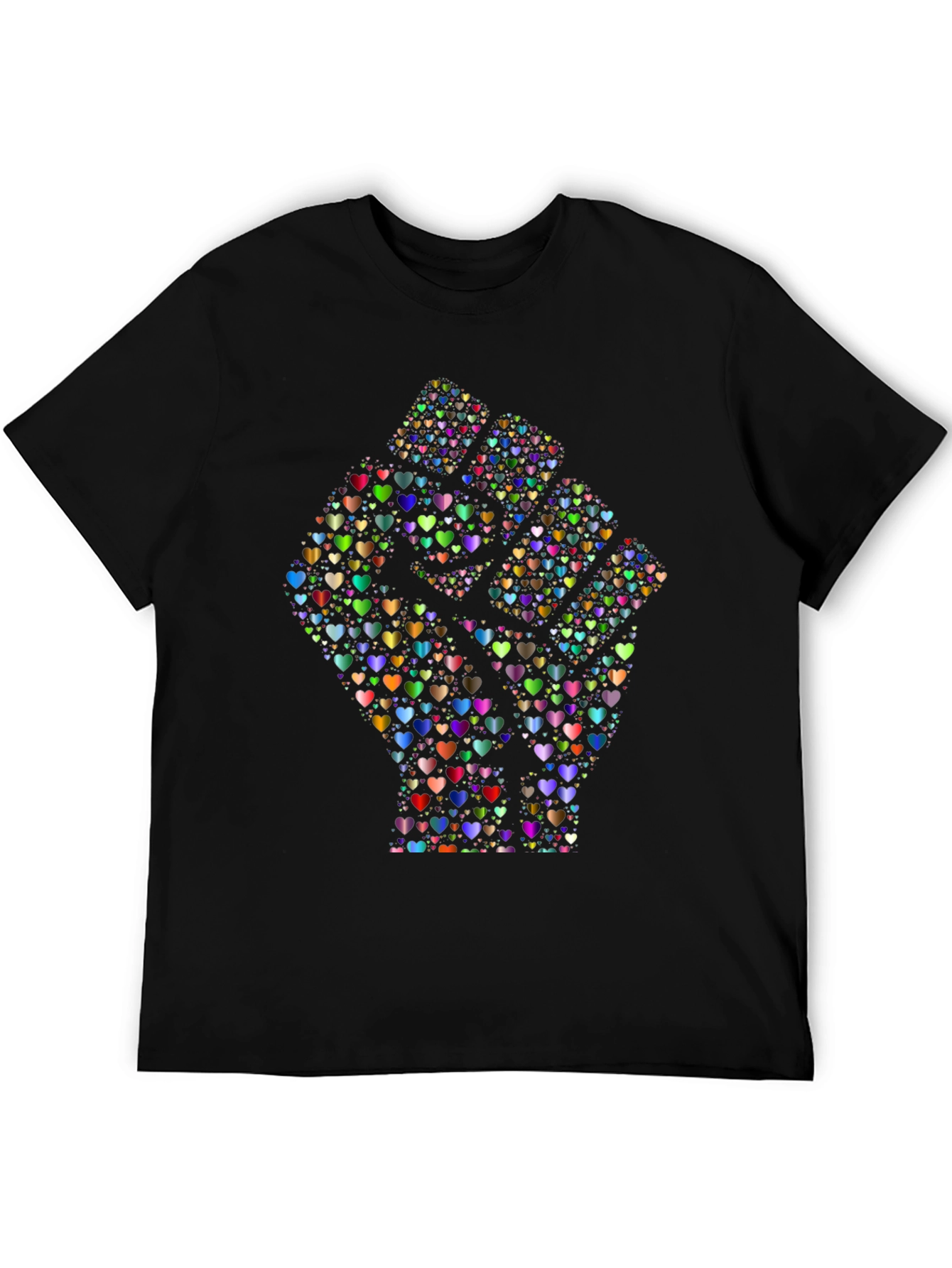 Heart Fist Black T-Shirt - Love & Unity Design