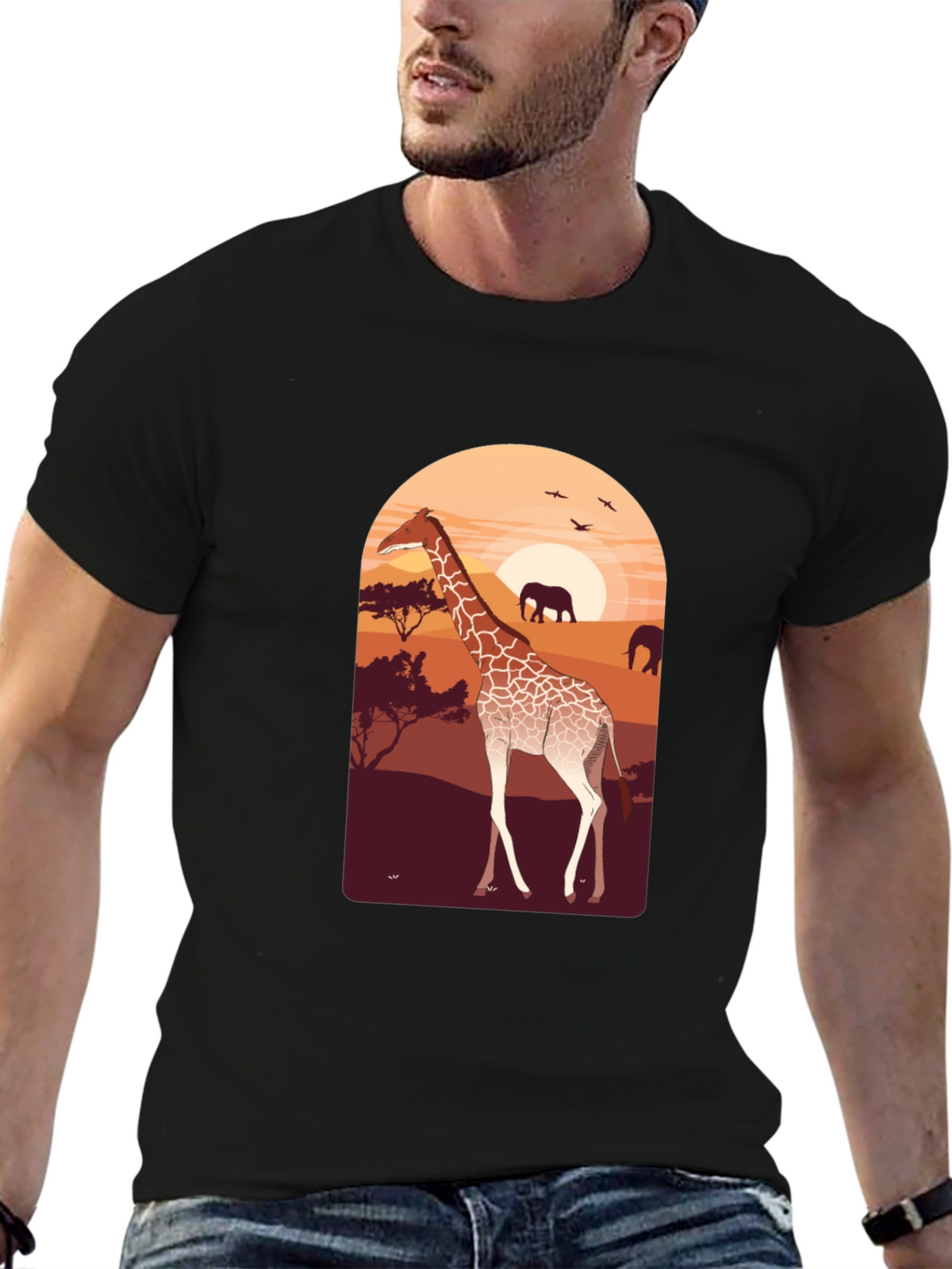 Savanna Sunset Giraffe Graphic Tee
