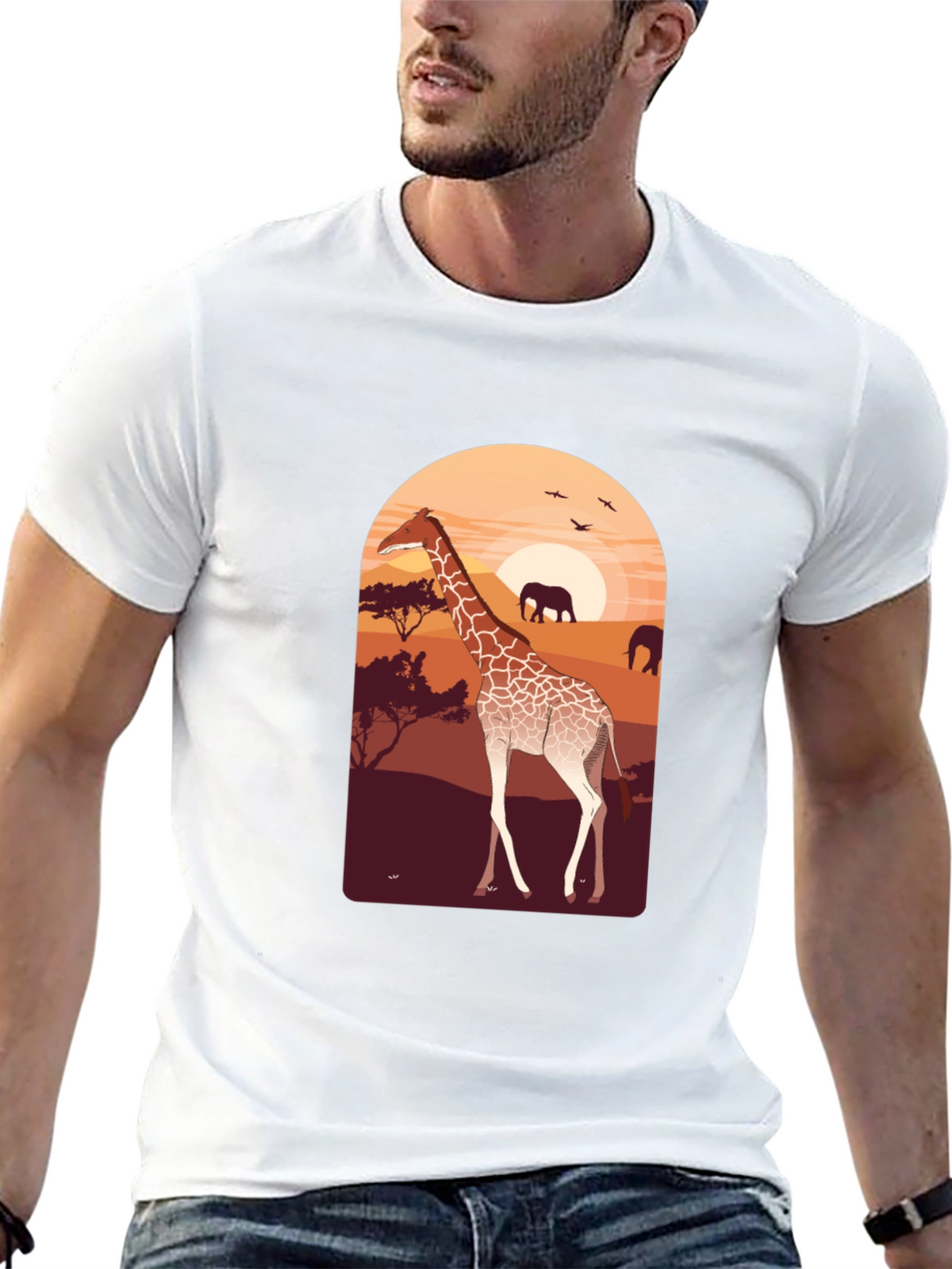 Savanna Sunset Giraffe Graphic Tee