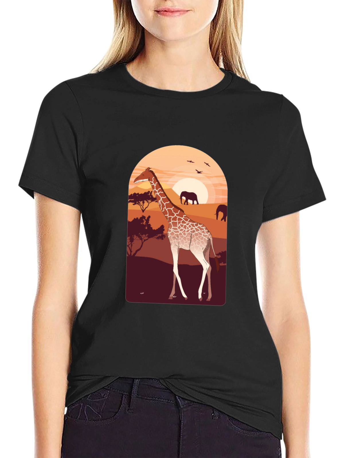 Savanna Sunset Giraffe Graphic Tee