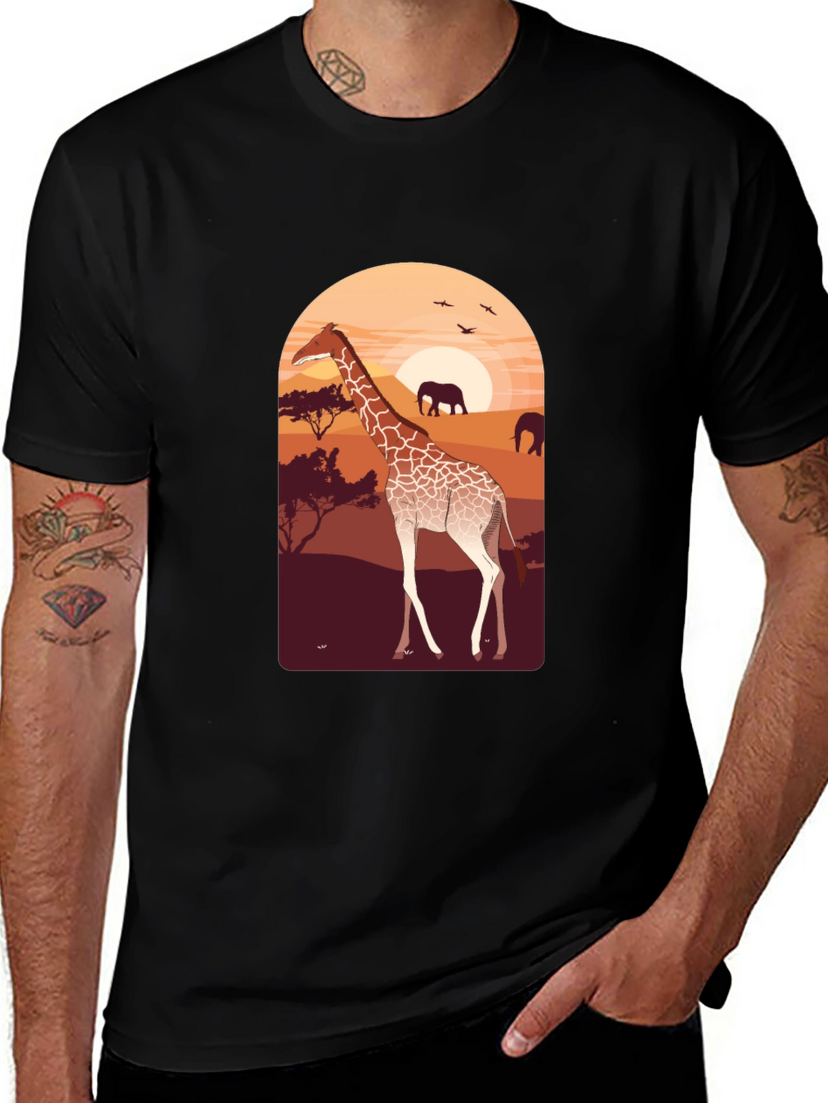 Savanna Sunset Giraffe Graphic Tee
