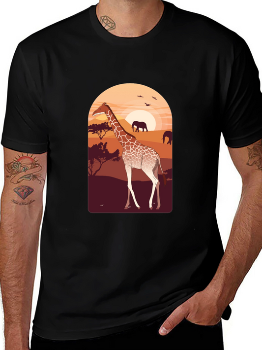 Savanna Sunset Giraffe Graphic Tee