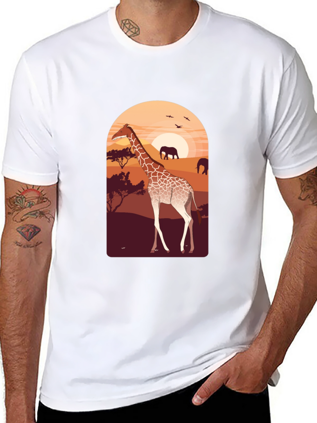 Savanna Sunset Giraffe Graphic Tee