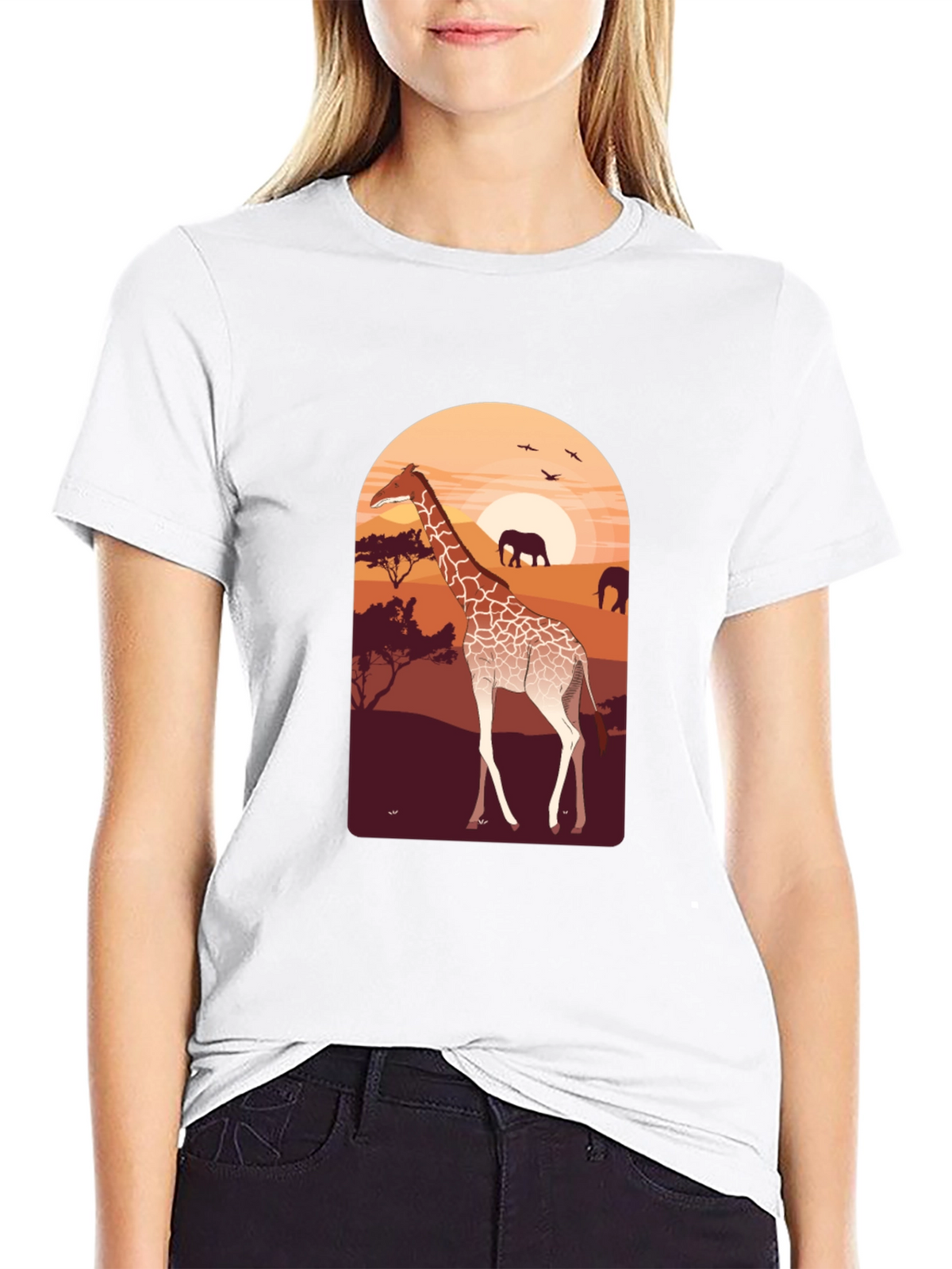 Savanna Sunset Giraffe Graphic Tee