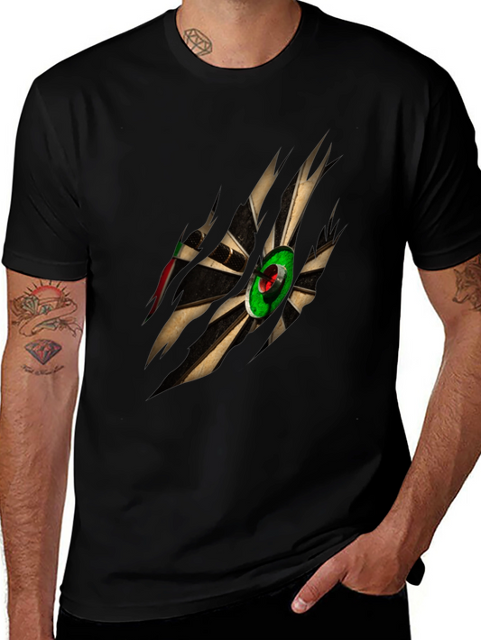 Dartboard Ripped Graphic Tee - Black Casual T-Shirt