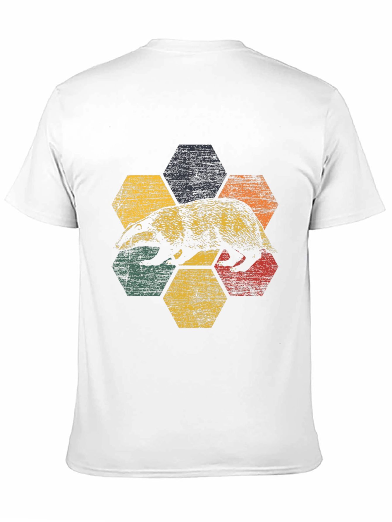 Retro Badger Hexagon Graphic Tee - Unisex Cotton Blend
