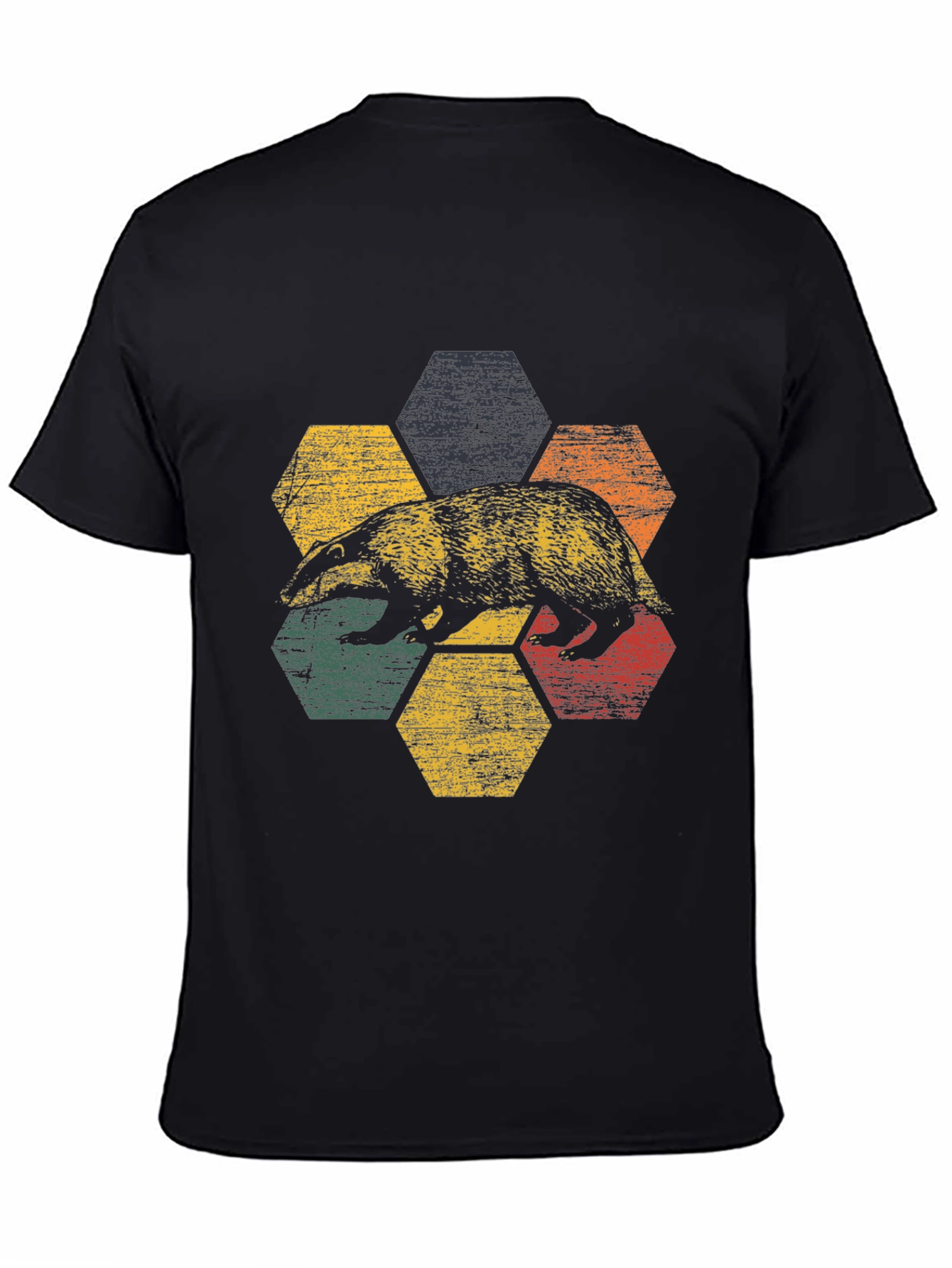 Retro Badger Hexagon Graphic Tee - Unisex Cotton Blend