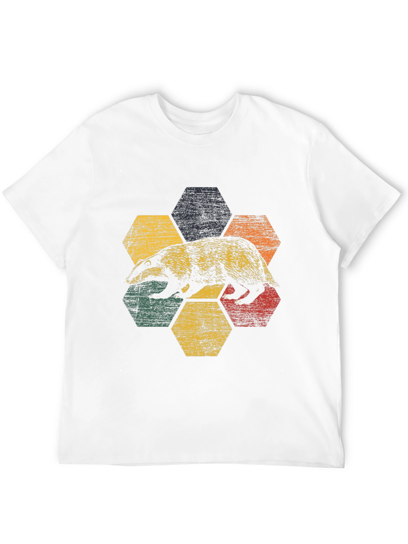 Retro Badger Hexagon Graphic Tee - Unisex Cotton Blend