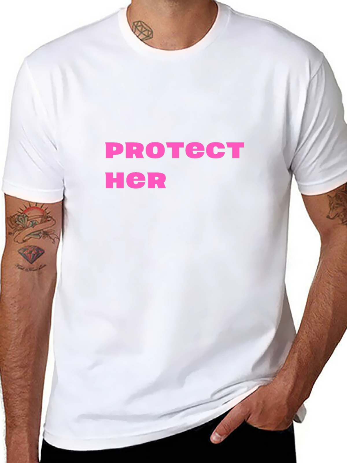 Protect Her Graphic Tee - Black Cotton Shirt
