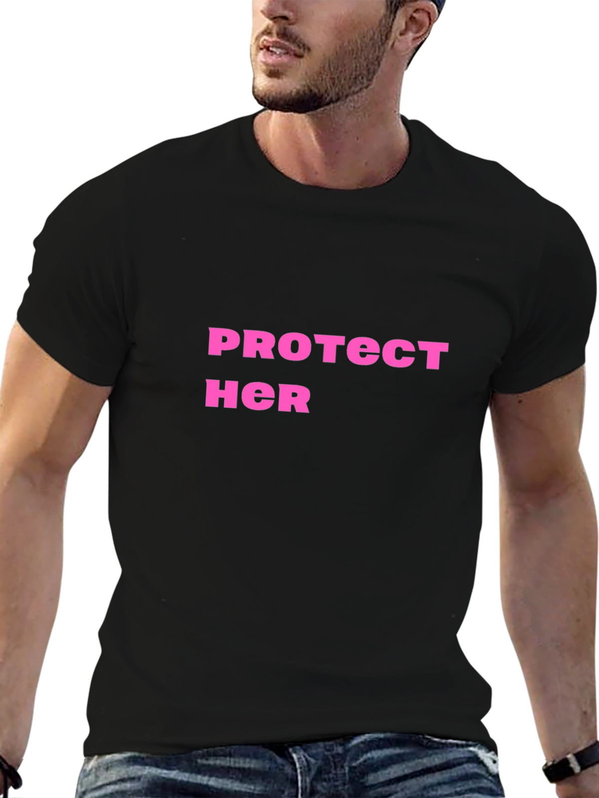 Protect Her Graphic Tee - Black Cotton Shirt