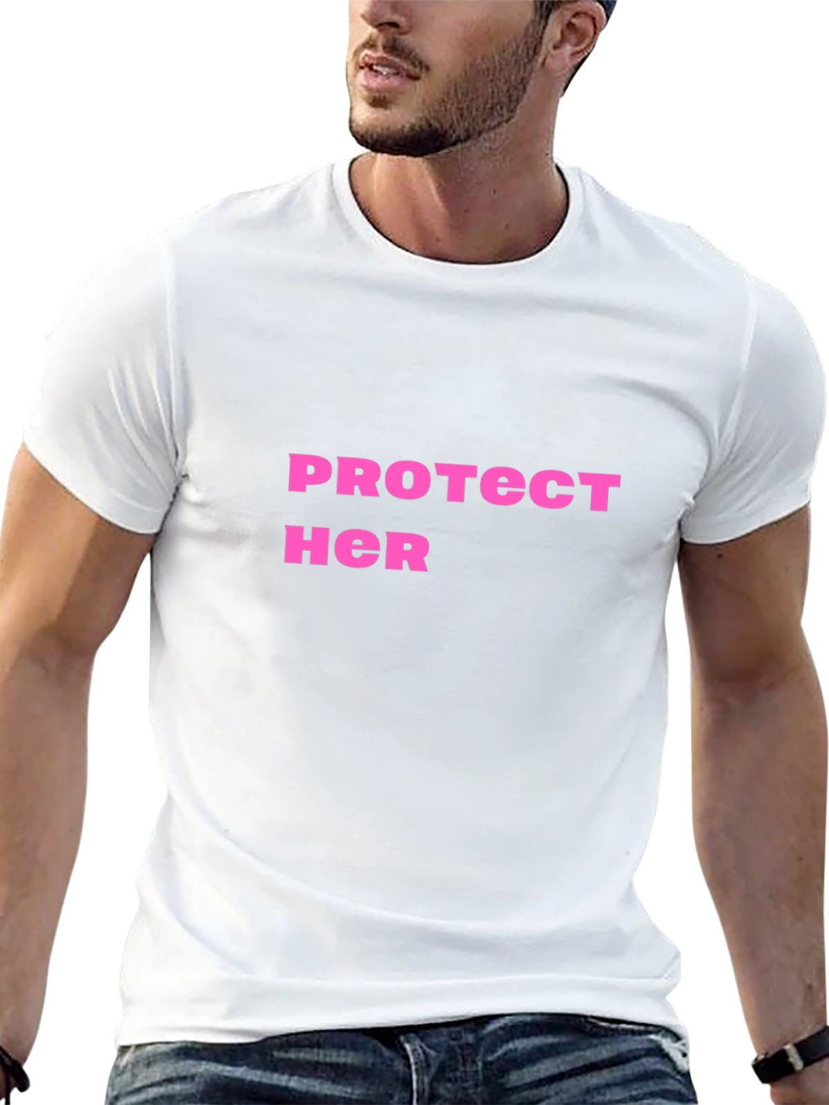Protect Her Graphic Tee - Black Cotton Shirt