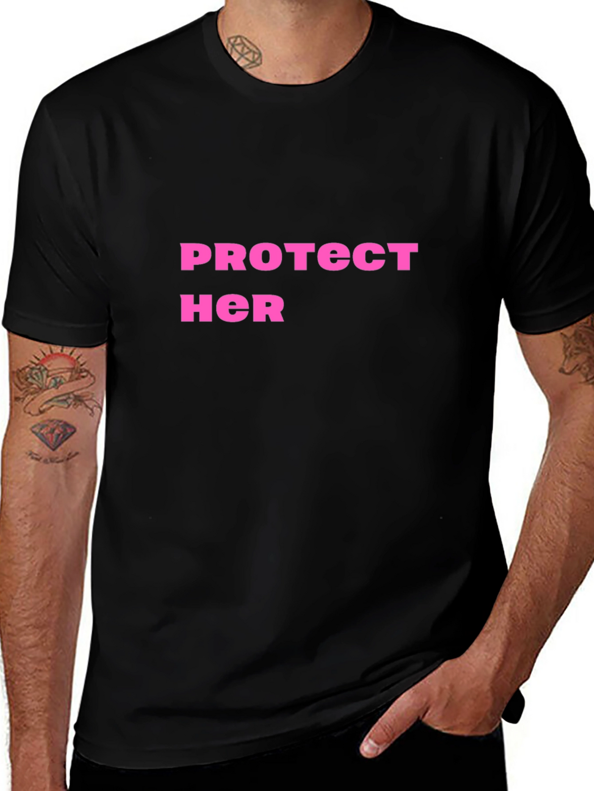 Protect Her Graphic Tee - Black Cotton Shirt