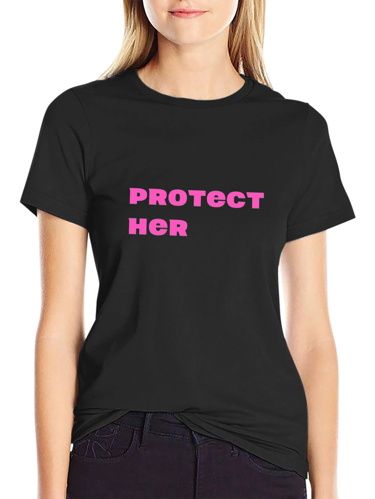 Protect Her Graphic Tee - Black Cotton Shirt