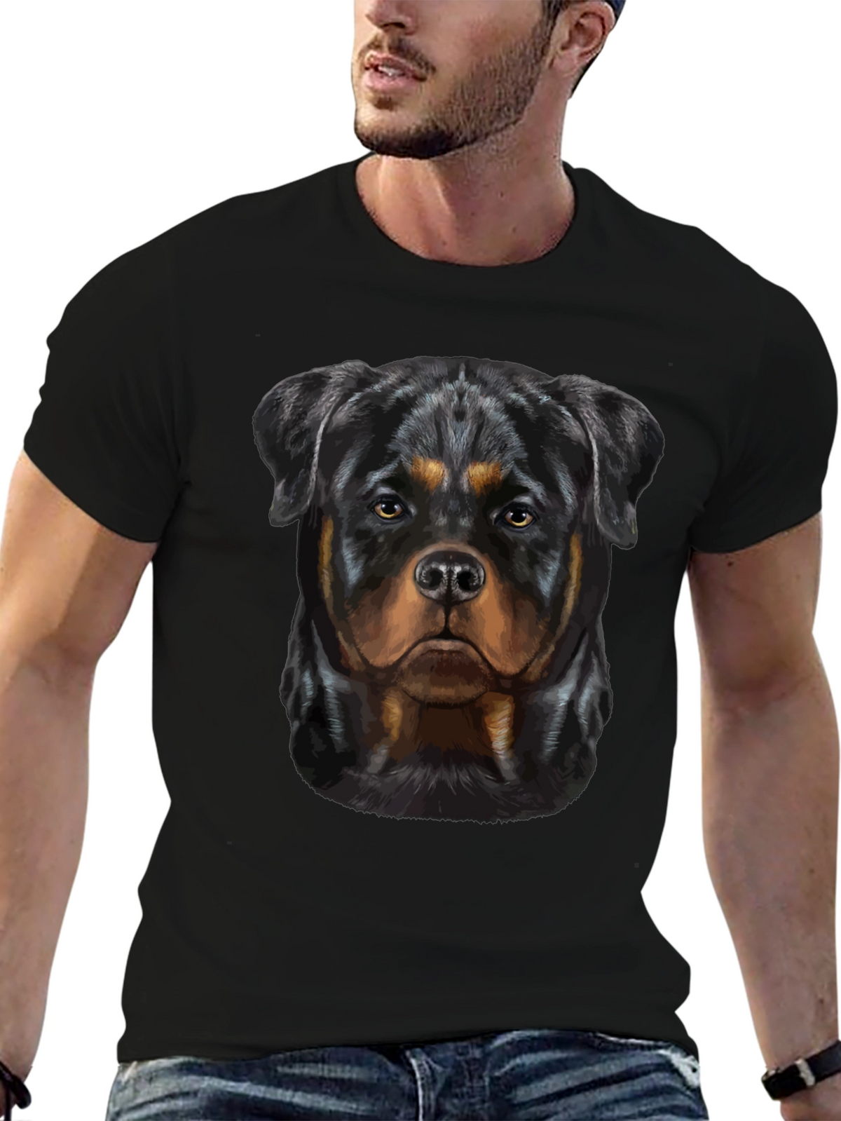 Rottweiler Dog Graphic Tee - Black T-Shirt
