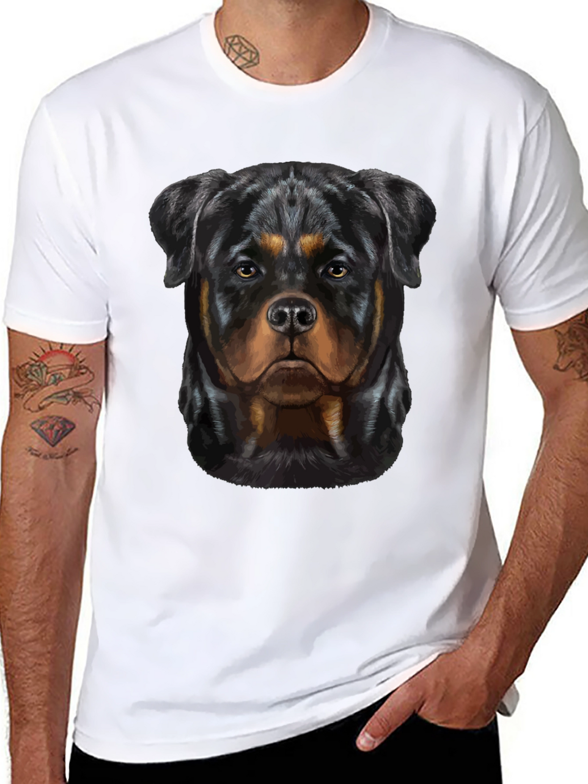 Rottweiler Dog Graphic Tee - Black T-Shirt