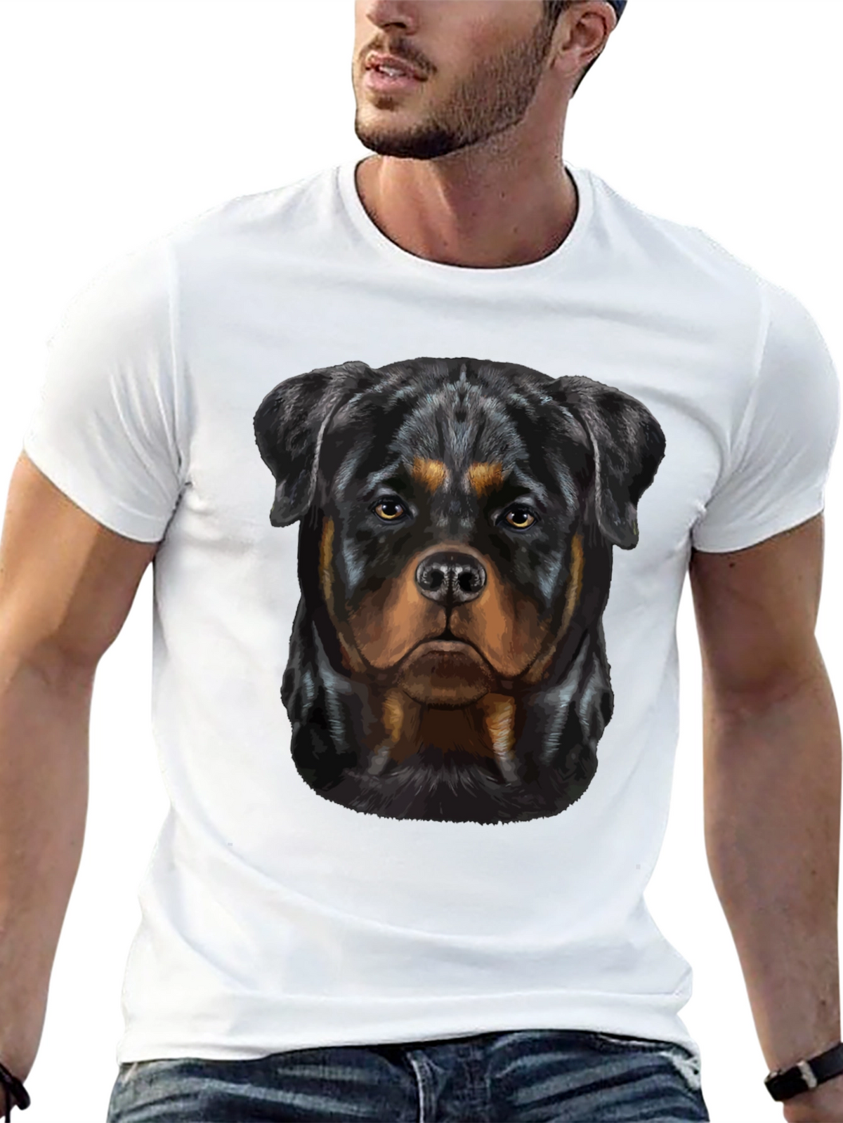 Rottweiler Dog Graphic Tee - Black T-Shirt