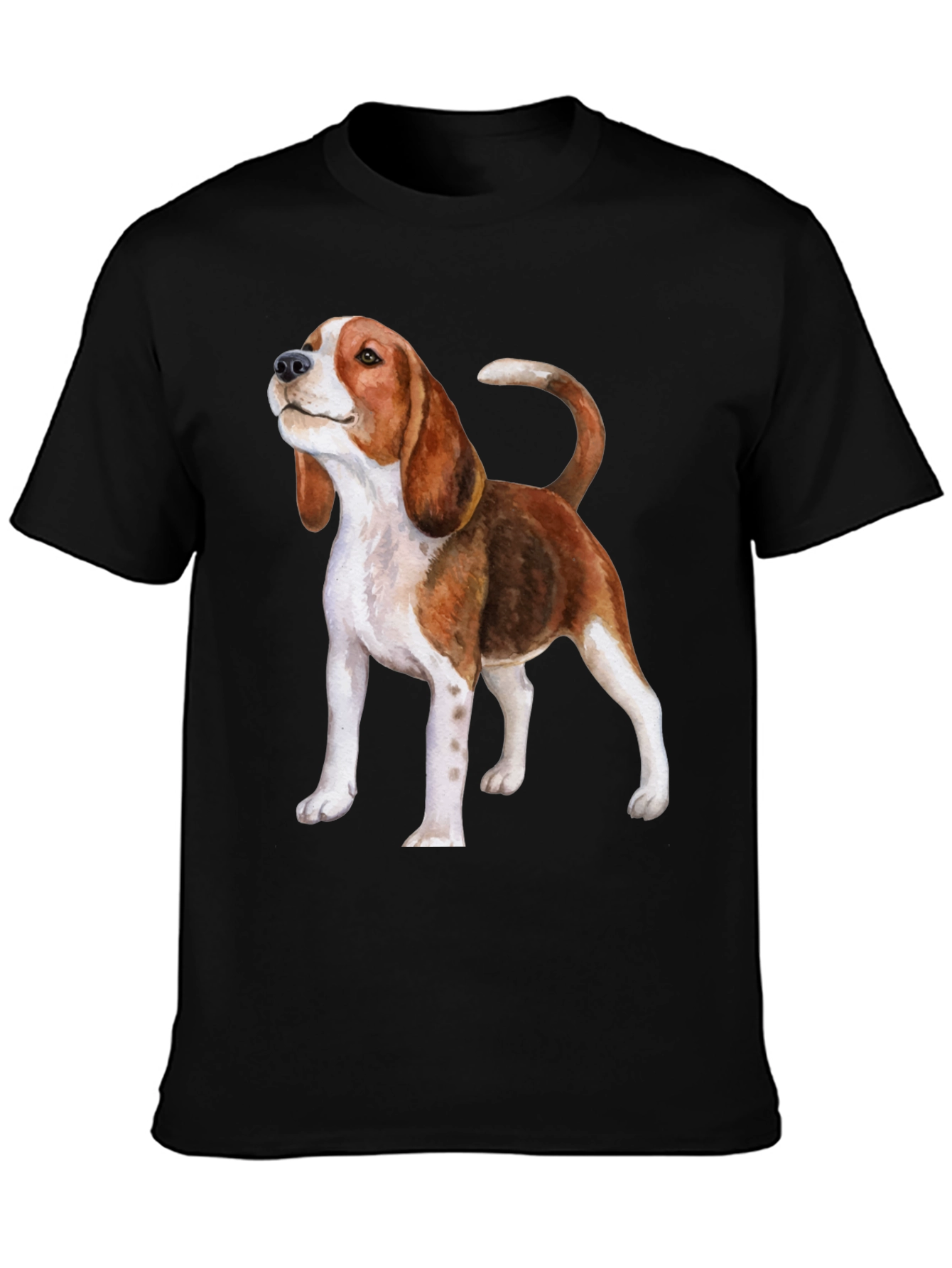 Beagle Dog Graphic Print Black T-Shirt