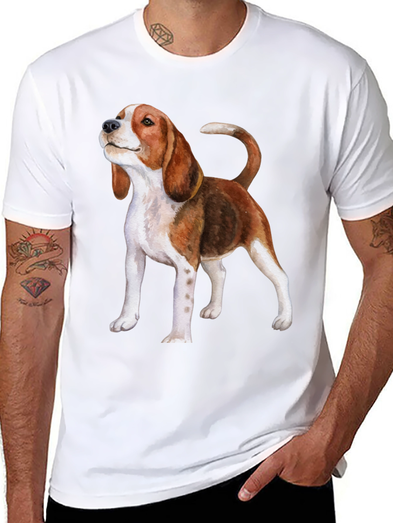 Beagle Dog Graphic Print Black T-Shirt