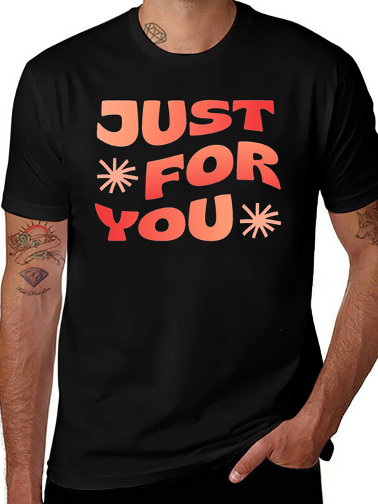 Just For You Graphic Tee - Black Casual T-Shirt