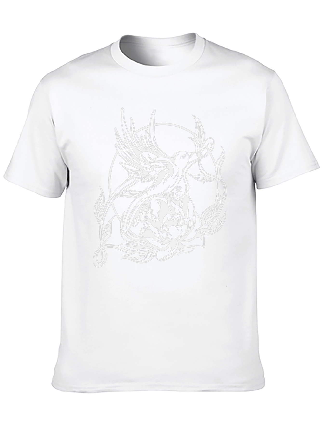 Bird & Flower Graphic Tee - Black
