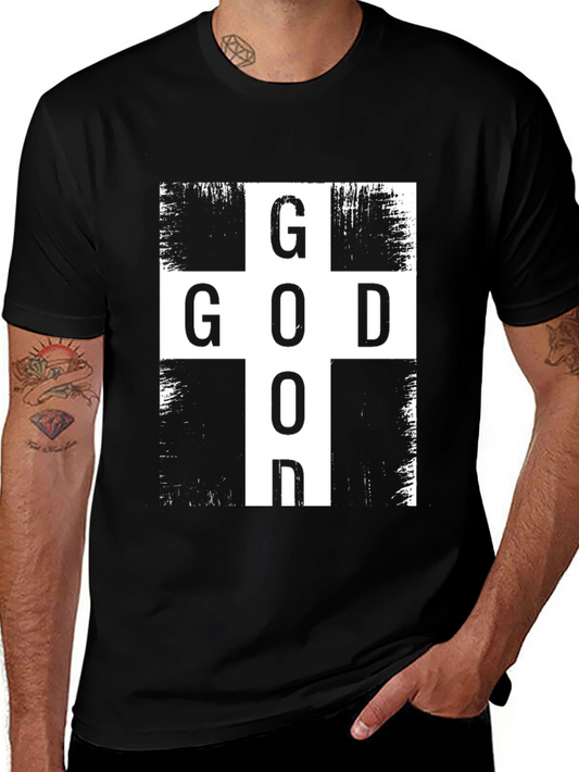 God Cross Graphic Print Black T-Shirt