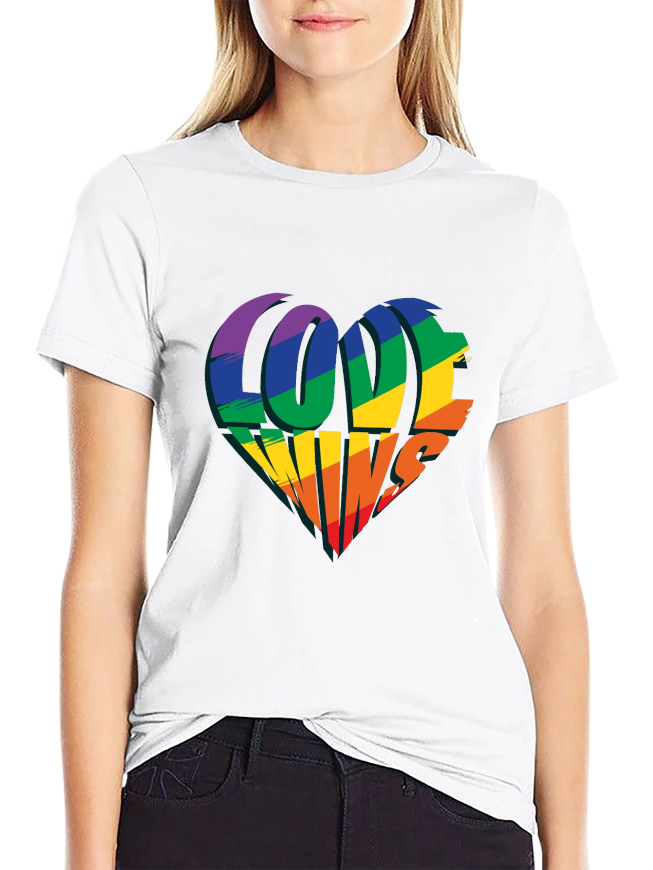 Love Wins Rainbow Heart T-Shirt - Pride Celebration