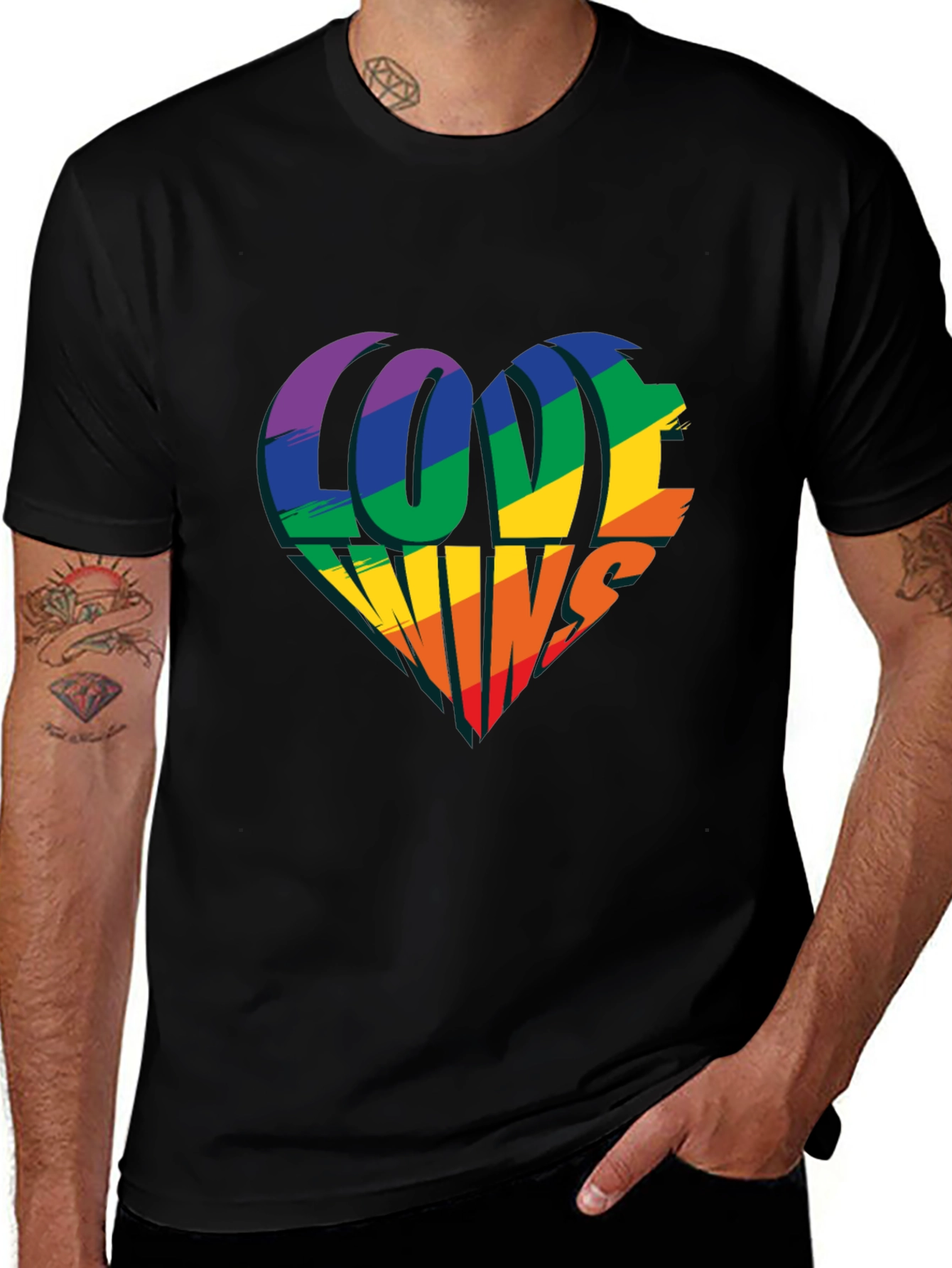 Love Wins Rainbow Heart T-Shirt - Pride Celebration