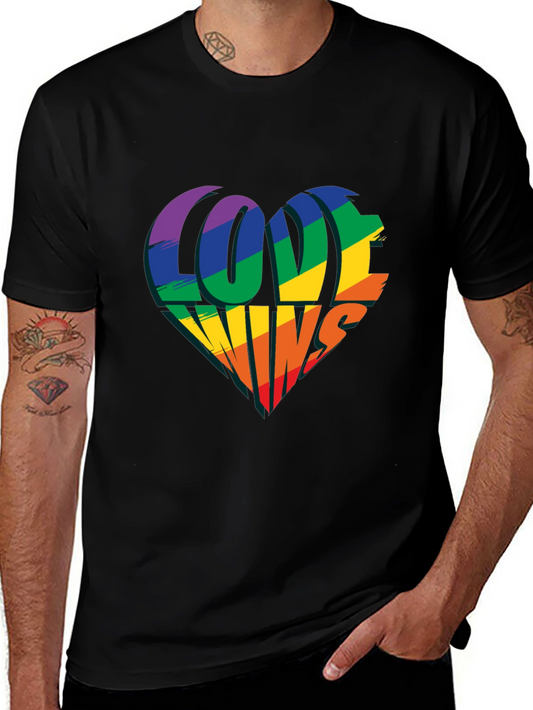 Love Wins Rainbow Heart T-Shirt - Pride Celebration