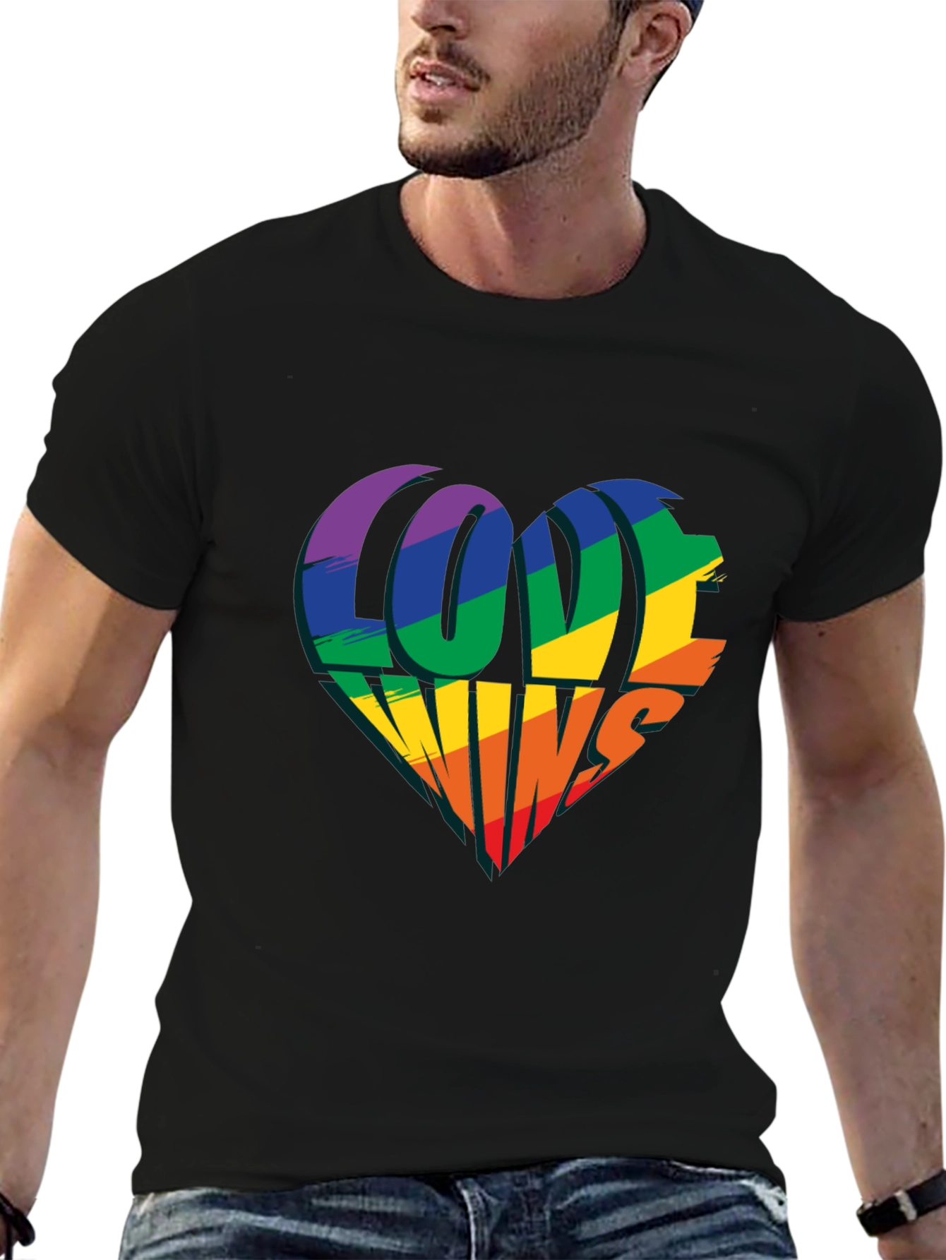 Love Wins Rainbow Heart T-Shirt - Pride Celebration