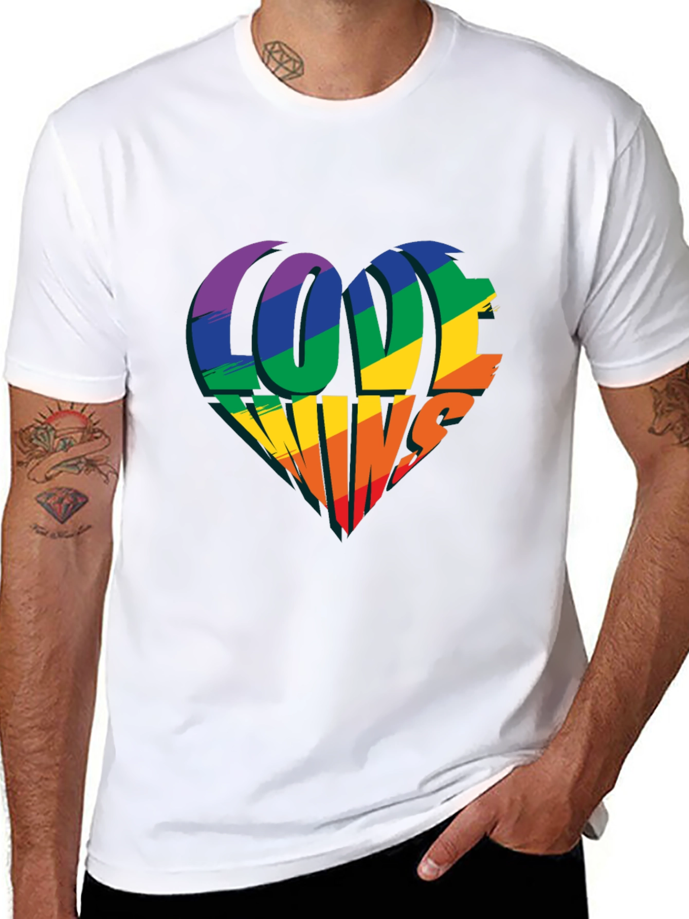 Love Wins Rainbow Heart T-Shirt - Pride Celebration