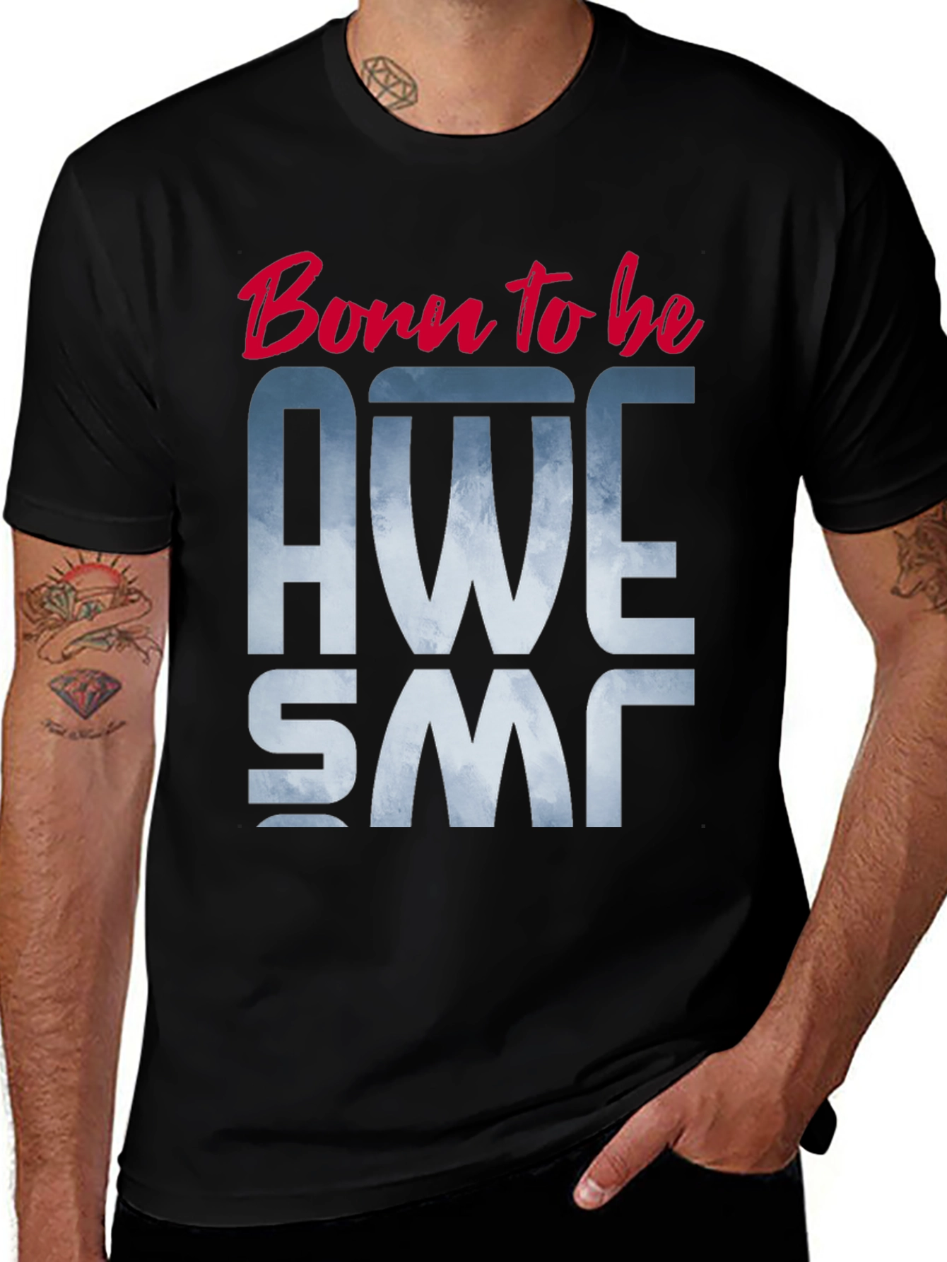 Born to be Awesome Black Graphic Tee