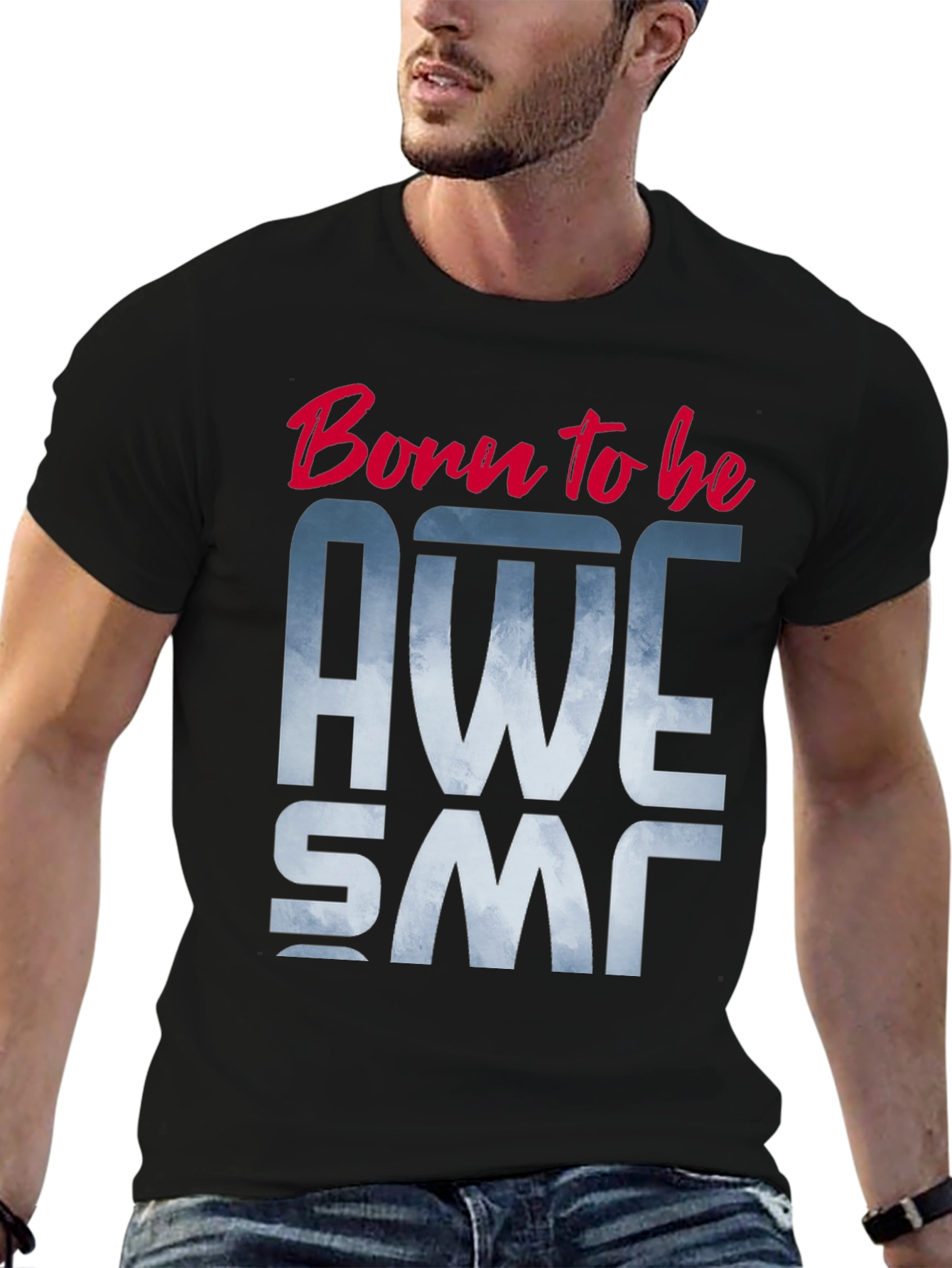 Born to be Awesome Black Graphic Tee
