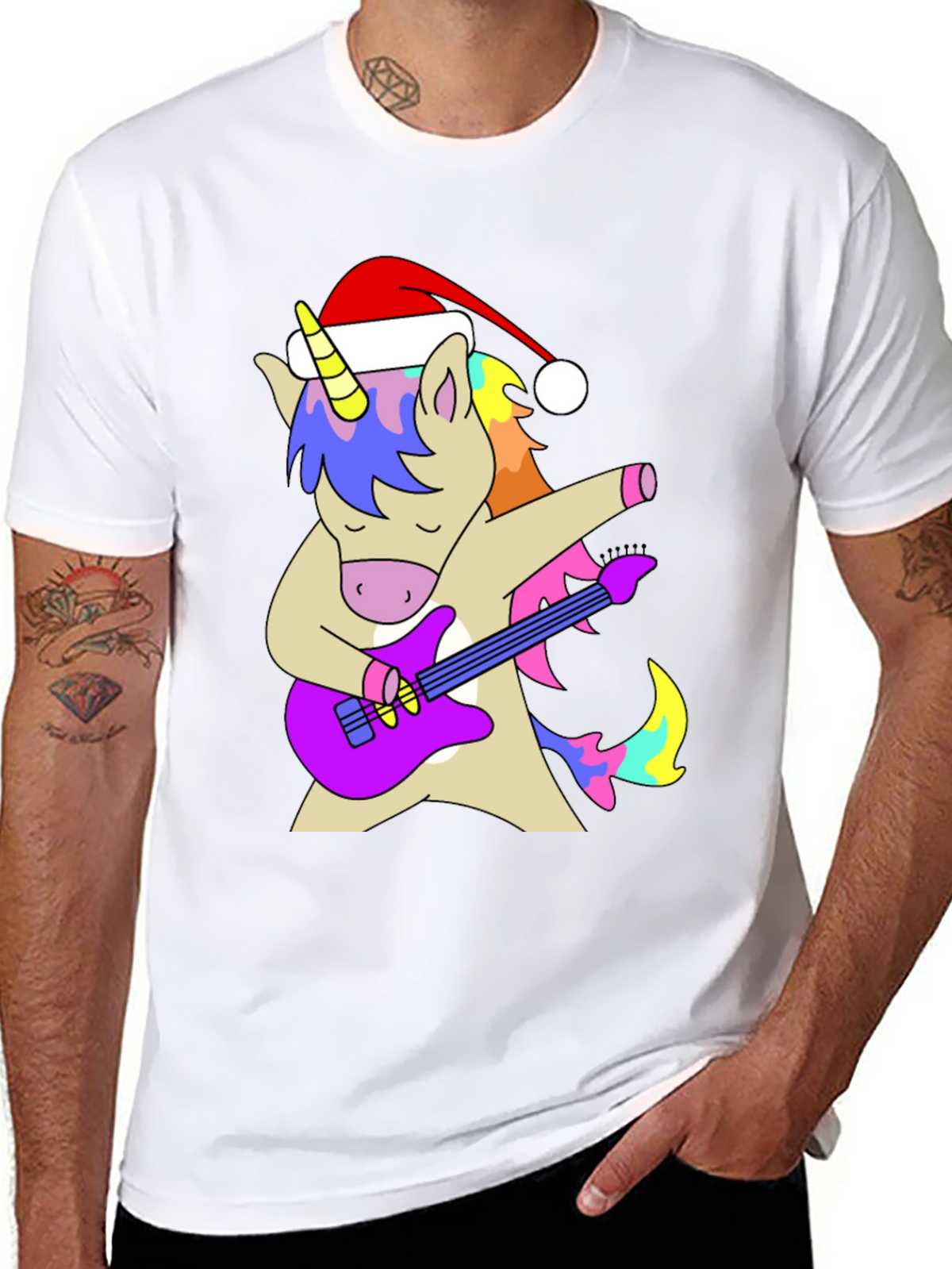 Unicorn Guitarist Christmas T-Shirt