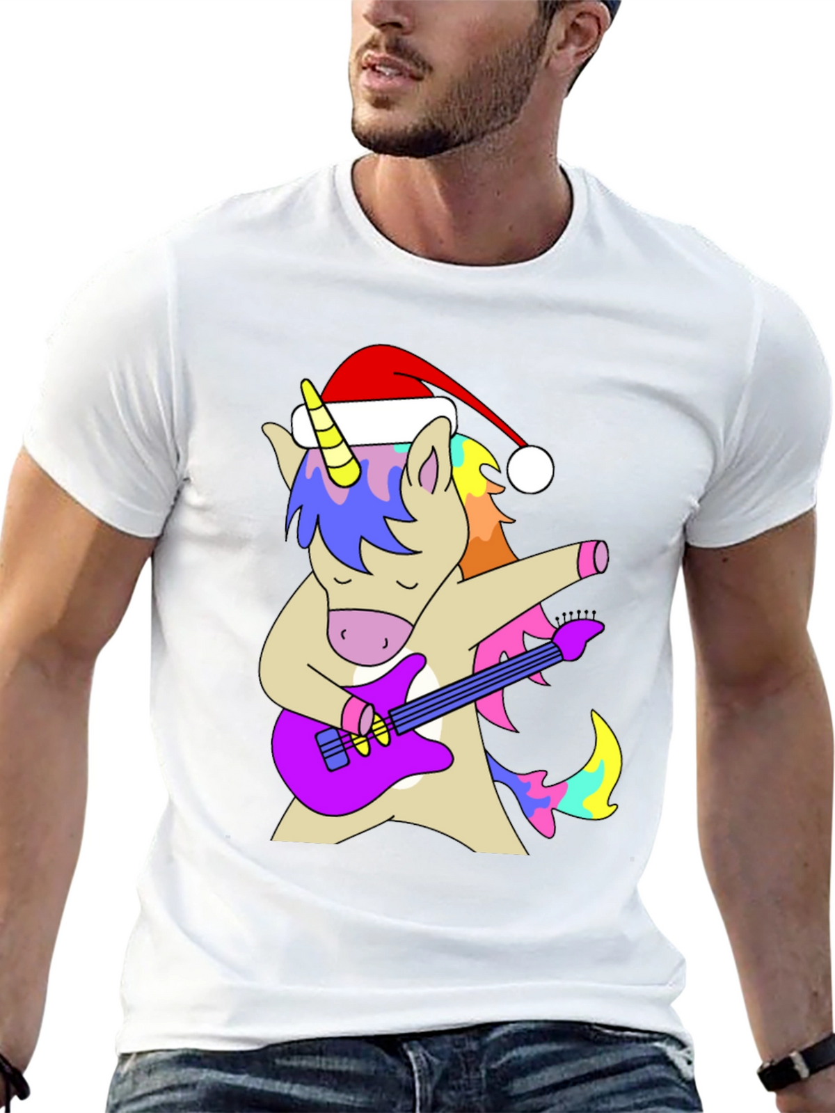 Unicorn Guitarist Christmas T-Shirt