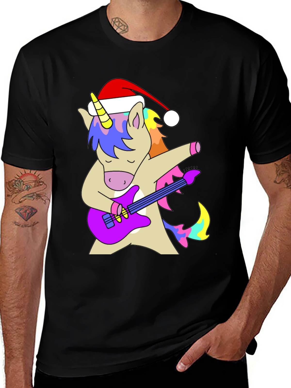 Unicorn Guitarist Christmas T-Shirt