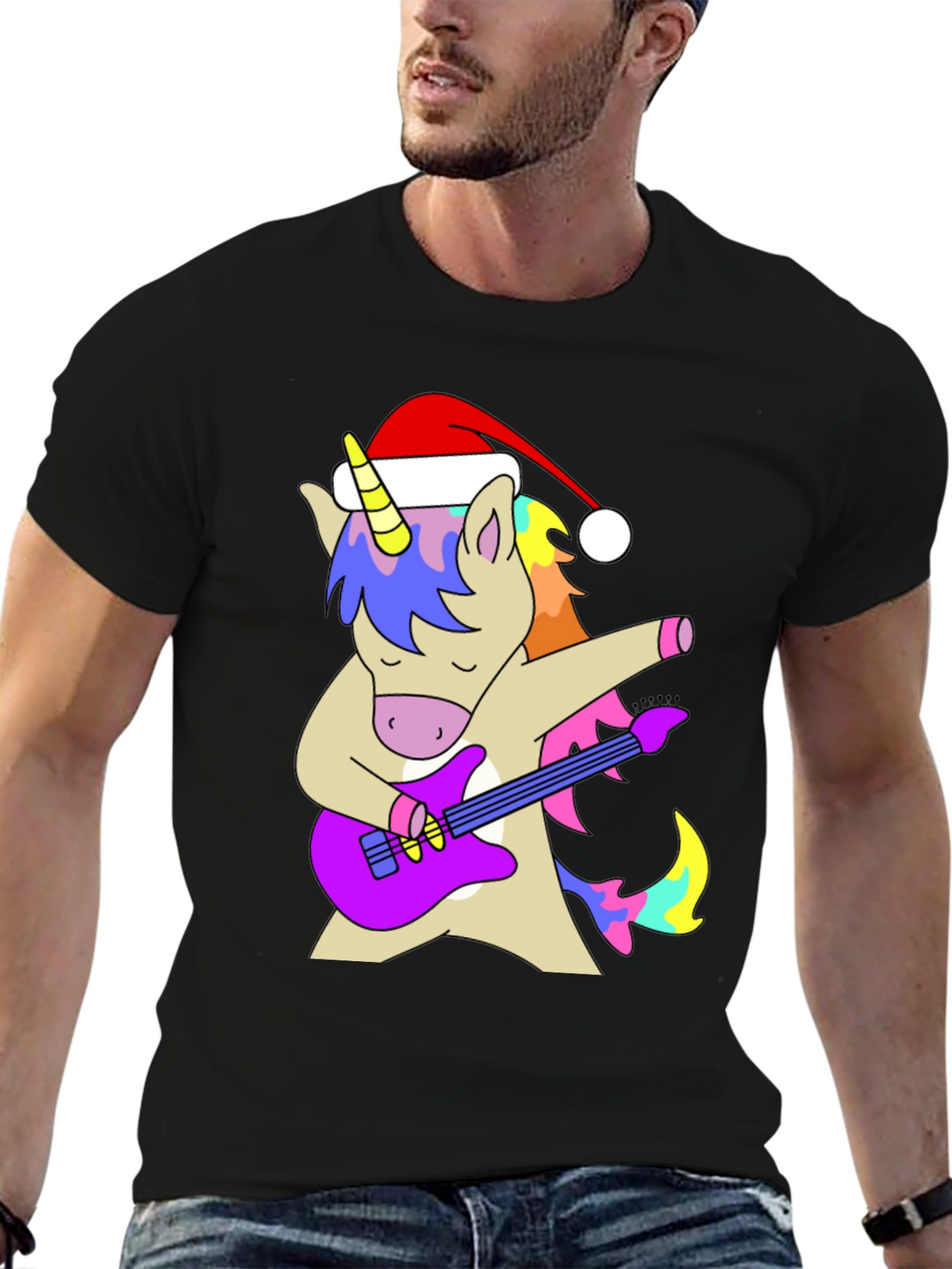 Unicorn Guitarist Christmas T-Shirt