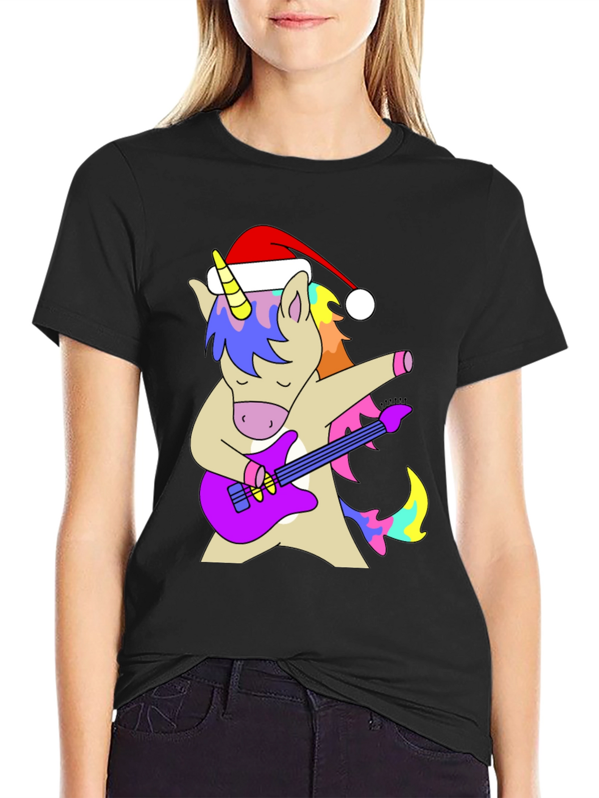 Unicorn Guitarist Christmas T-Shirt