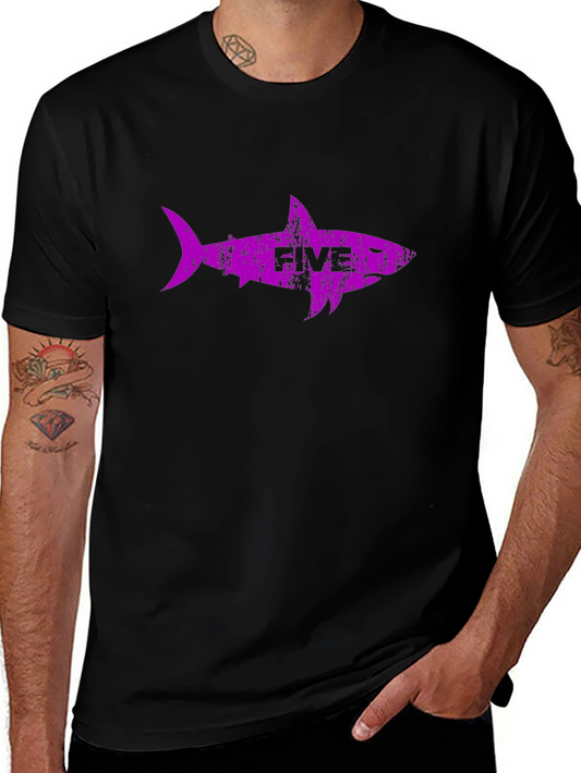 Purple Shark Five Black T-Shirt