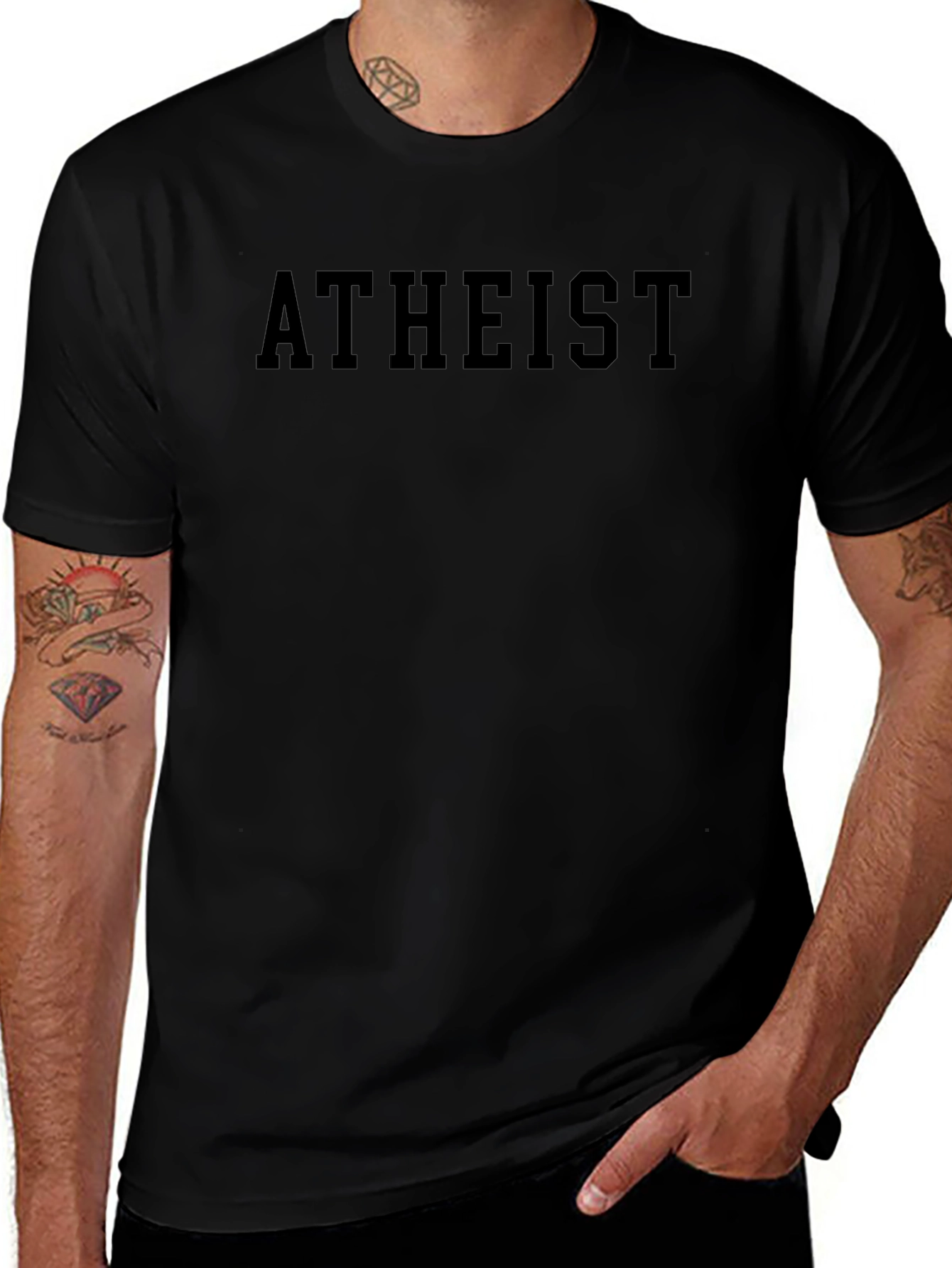 Atheist Graphic Print Crew Neck T-Shirt