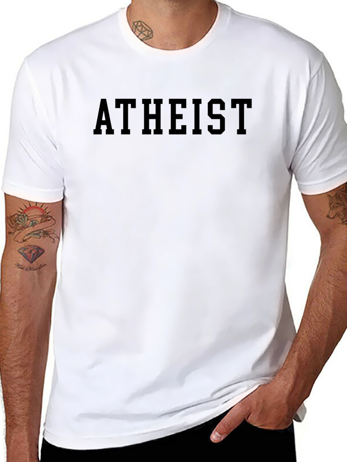 Atheist Graphic Print Crew Neck T-Shirt