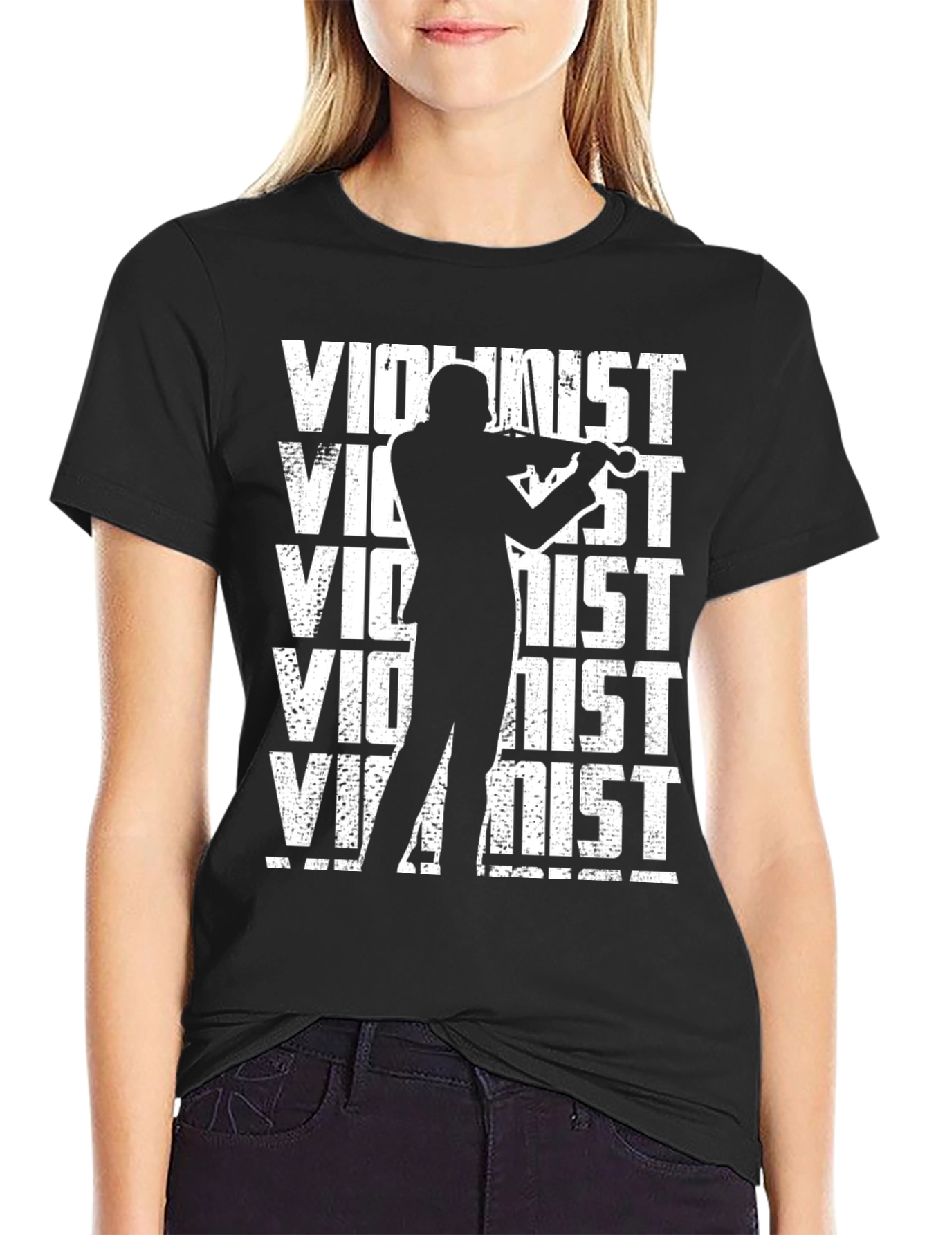 Violinist Graphic Tee - Music Lovers Black T-Shirt