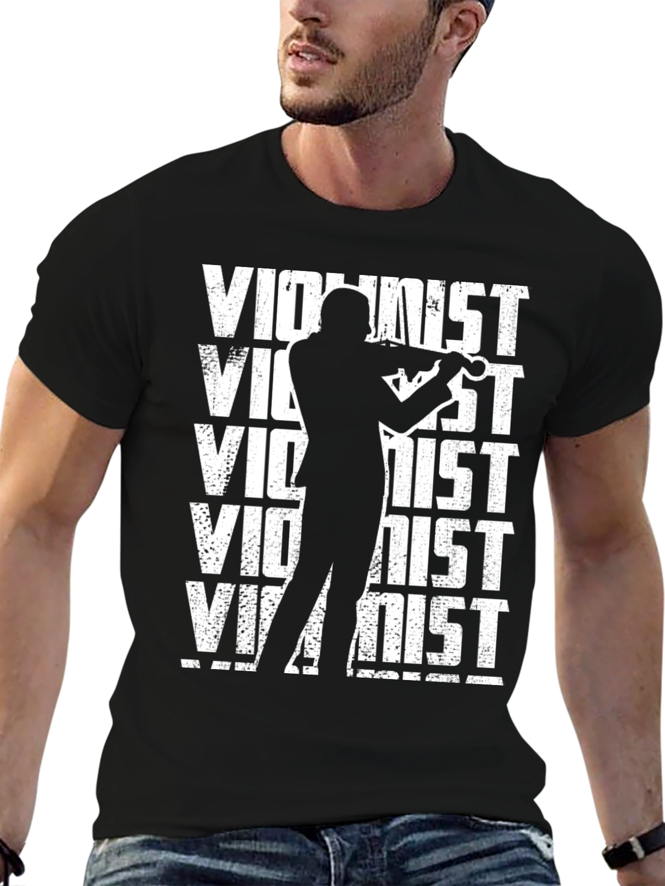 Violinist Graphic Tee - Music Lovers Black T-Shirt